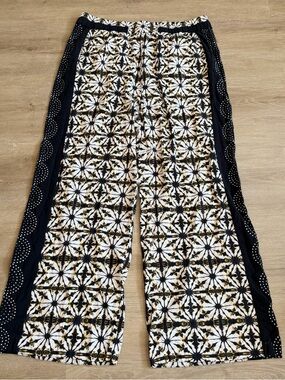 Soft Surroundings Canna Batlik Printed Wide Leg Palazzo Pants women’s size Large